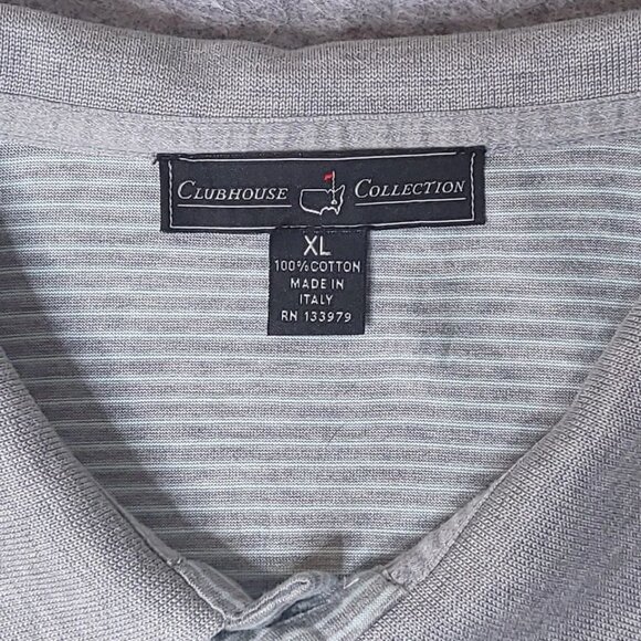 CLUBHOUSE COLLECTION Italy Mens Masters Golf Polo Blue Gray Stripe Shirt XL - Picture 6 of 7